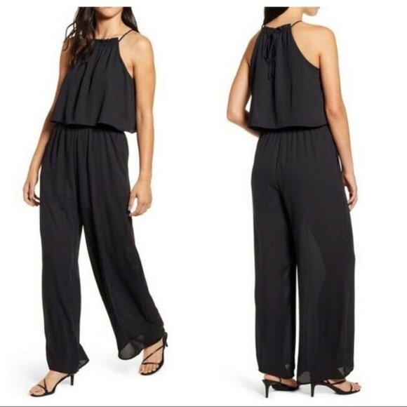 Gibson Popover Black Wide Leg Jumpsuit Womens S - Picture 1 of 13